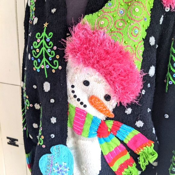 RARE Vintage Design Options Philip &Jane Gordon peekaboo snowman sweater XL - Picture 5 of 15